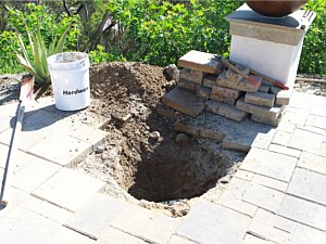 Electrical mainline leak next to hillside