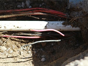 Irrigation control wires cut from previous repair by others